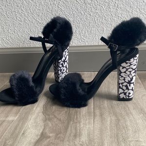 Faux Fur Animal Print Heels NWOT